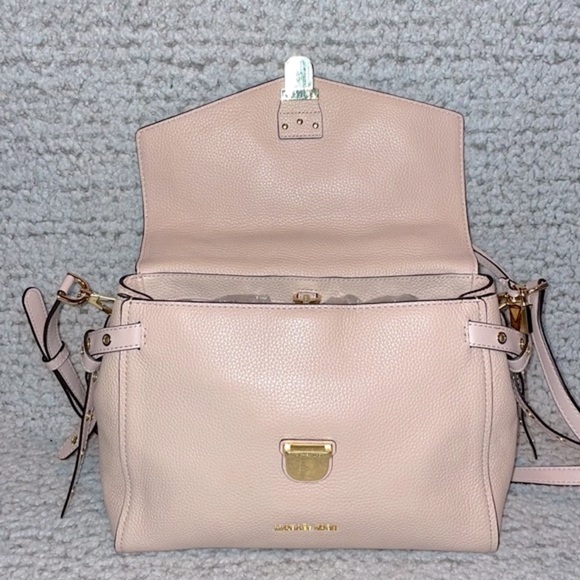 Michael Kors Bristol Studded Leather Satchel Crossbody Purse Shoulder Bag Pink - Picture 13 of 16